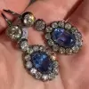 18ctw Oval Cut Sapphire Vintage Drop Earrings