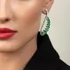 7.95ct Pear Cut Emerald Sapphire Cuff Earrings