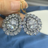 Double Halo Pear Cut Statement Earrings
