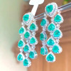 17ctw Heart Cut Emerald Chandelier Statement Earrings
