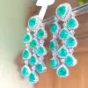 17ctw Heart Cut Emerald Chandelier Statement Earrings