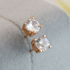 Round Cut White Sapphire Stud Earrings in Rose Gold