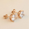 Round Cut White Sapphire Stud Earrings in Rose Gold