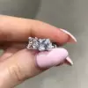 4ct Princess Cut White Sapphire Stud Earrings