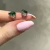 Handmade 2.0 each Green Princess Cut  Earrings Studs