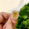 4ct Radiant Cut Yellow Sapphire Engagement Ring