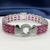 33ctw Ruby Three Row Bracelet