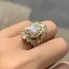 4ct Cushion Cut White Sapphire Stackable Wedding Ring Set