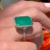 14ct Emerald Cut Emerald European Shank Engagement Ring