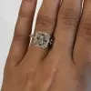Handmade 3.25 CT Halo Radiant Cut  Lab-created Gemstone Engagement Ring in Sterling Silver