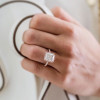 Handmade 3.25 CT Halo Radiant Cut  Lab-created Gemstone Engagement Ring in Sterling Silver