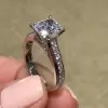 3.15ct Radiant Cut White Sapphire Engagement Ring