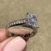 3.15ct Radiant Cut White Sapphire Engagement Ring