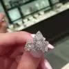 Handmade 1.5 CT Pear Cut Sterling Silver Ring Set