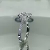 3ct Round Cut White Sapphire Paved Engagement Ring