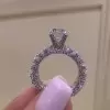 Handmade 1.5 CT Round Brilliant Paved Set Lab-created Gemstone Ring