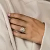5 Cushion Cut White Sapphire Double Shank Ring in Gold