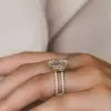5 Cushion Cut White Sapphire Double Shank Ring in Gold