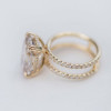 5 Cushion Cut White Sapphire Double Shank Ring in Gold