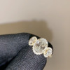 Handmade 2.35CT Three-Stone Halo Oval Cut Engagement Ring