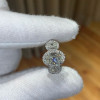 Handmade 2.35CT Three-Stone Halo Oval Cut Engagement Ring