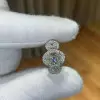 Handmade 2.35CT Three-Stone Halo Oval Cut Engagement Ring