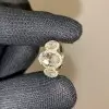 Handmade 2.35CT Three-Stone Halo Oval Cut Engagement Ring