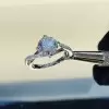 Handmade 1.5ct Bypass Round Brilliant Sterling Silver Engagement Ring