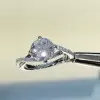 Handmade 1.5ct Bypass Round Brilliant Sterling Silver Engagement Ring