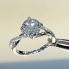 Handmade 1.5ct Bypass Round Brilliant Sterling Silver Engagement Ring