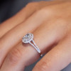 Halo Oval Cut White Sapphire Dainty Engagement Ring