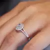 Halo Oval Cut White Sapphire Dainty Engagement Ring