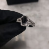 Handmade 2ct Split Shank Black Stone Engagement Ring
