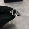 Handmade 2ct Split Shank Black Stone Engagement Ring