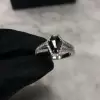 Handmade 2ct Split Shank Black Stone Engagement Ring