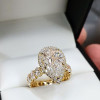 2ct Pear Cut White Sapphire Halo Engagement Ring in Gold