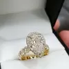 2ct Pear Cut White Sapphire Halo Engagement Ring in Gold