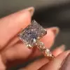 4ct Radiant Cut White Sapphire Engagement Ring in Rose Gold