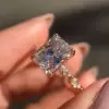 4ct Radiant Cut White Sapphire Engagement Ring in Rose Gold