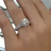 1ct Cushion Cut White Sapphire Halo Engagement Ring
