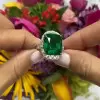 11ct Cushion Cut Emerald Halo Cocktail Ring