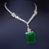 20ct Cushion Cut Emerald Statement Necklace