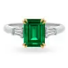 5ct Classic Three-stone Emerald-Cut Emerald Ring