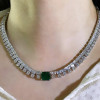 6.8ct Cushion Cut Emerald Two-Row Statement Necklace