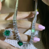 6.8ct Cushion Cut Emerald Two-Row Statement Necklace