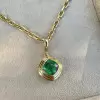 5.6ct Cushion Cut Bezel Set Pendant Link Chain Necklace