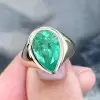 5.7ct Pear Cut Emerald Engagement Ring
