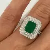 5ct Emerald Cut Emerald Double Halo Engagement Ring