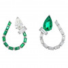 9.9ctw Multi-cut Emerald & White Sapphire Hoop Earrings