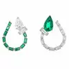 9.9ctw Multi-cut Emerald & White Sapphire Hoop Earrings
